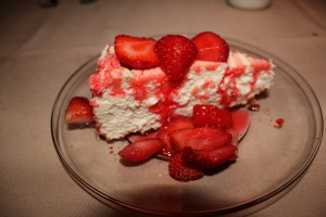 New York Cheesecake and strawberries. Terrific!
