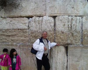israel bob at the Western Wall of Jerusalems old temple. 