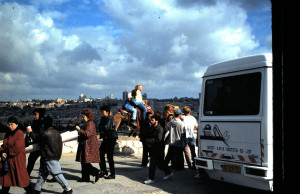 Israel tourist bus disgorges visitors from around the world to be where true history still lives on! 
