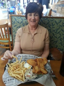 Barb was in the mood to have a fried fish platter.