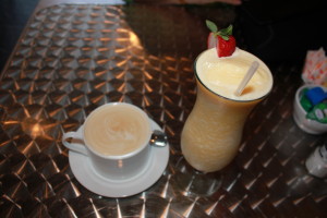 Supremely excellent  coffee and a Pina Colada that was quite delicious!