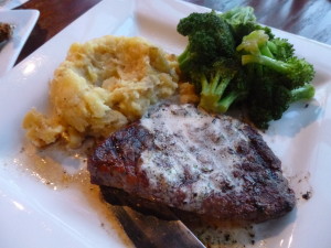 Steak and fried green tomatoes. Even Pres. Bushes favorite vegetable (not) Broccoli! Dat's a meal! 
