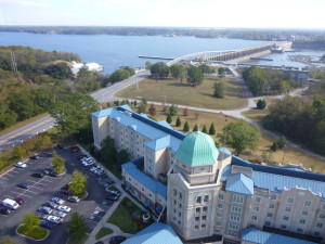 A view from the tower towards Pickwick Lake. This Marriott Hotel was excellent in every way!