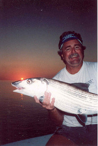 Bob's 17-pound bonefish caught with Richard Stanczyk, owner of Bud N Mary's Marina in Islamorada. The fish was appx. 39-inches and probably on 8-pound spin a record. However, we released the fish after this image was taken.