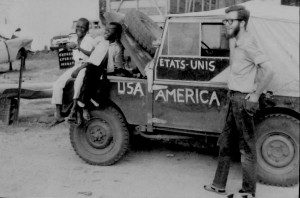 Gene waits for me to take a picture with my little Brownie Camera. Our 55-Land Rover always attracted attention. Not to surprise anyone we had to paint that we were student from the U.S. in English and French, not military guys!