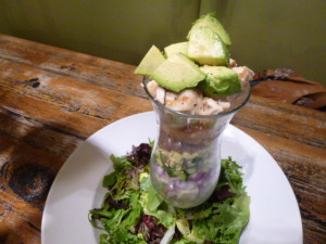 When we spilled this tower of power onto a large dish, it was a fabulously wonderful salad enough for both of us!