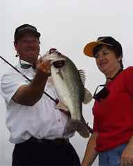 Barb knows how to wrestle with big bass too! This fish was caught in Northern California!!