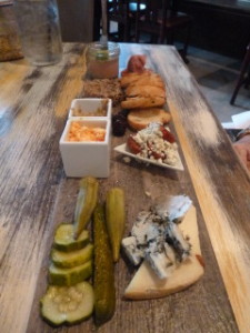 At Leroy's Southern Kitchen & Bar Restaurant. First out was this cheese and pate' board. This is what drives the word "appetizer." 