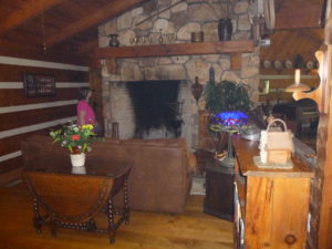 Barb marveled at the walk-in size fireplace designed to heat the entire main lodge room!