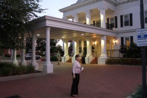 Barb about to enter the vintage as well as newly remodeled Historic Boone Tavern Hotel & restaurant at Berea College in Berea, KY.