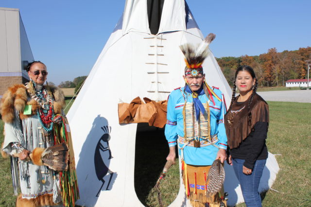 Left to right_ Spider Woman, Spirit Hawk Bob and Awano, our new friends at the Pow Wow.